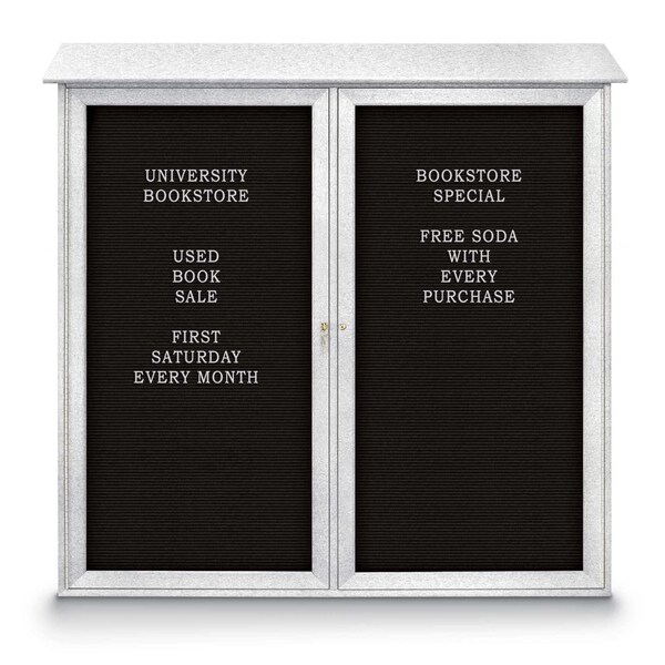 United Visual Products Indoor Enclosed Combo Board, 48"x36", Satin Frame/White Porcelain & Buff UVCB4836-WHTPORC-BUFF - main